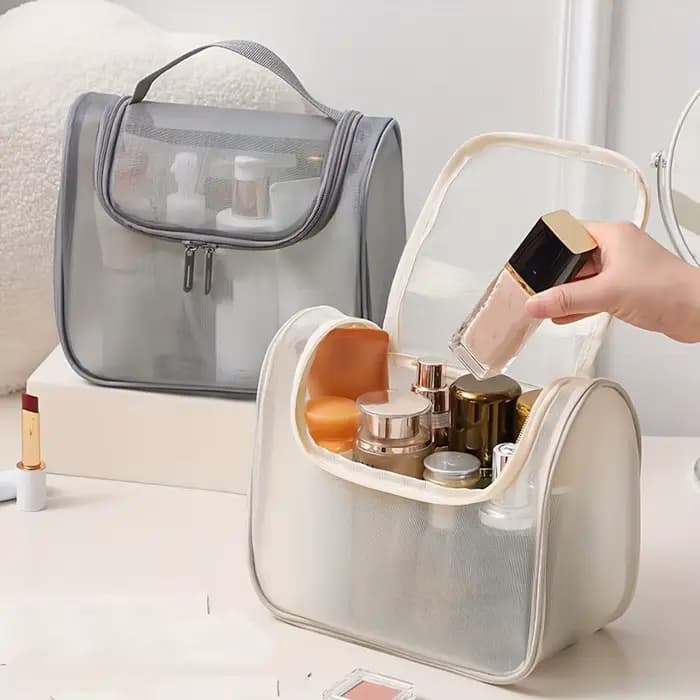 Sac cosmétique en maille de nylon transparente