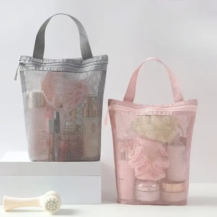 Nouvelle trousse de toilette 22x26cm avec poignée pratique, grande capacité, sac de rangement en maille pour articles de toilette, trousse de maquillage pour voyages d'affaires