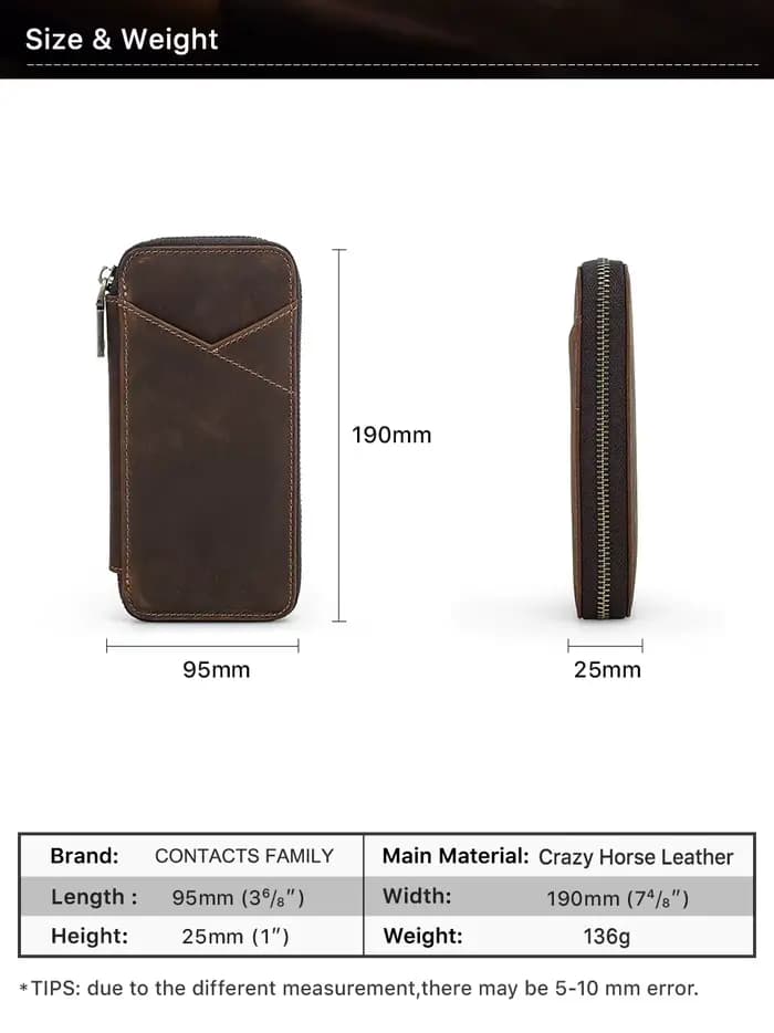 Étui à crayons en cuir véritable avec 4 compartiments