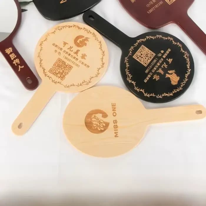 Miroir rond portatif en bois pour Salon de beauté