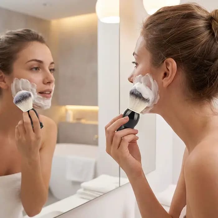 Pinceau à raser la barbe, pinceaux de maquillage, 1 pièce, manche en bois, poils de porc, pour salon de coiffure, barbier, mousse à raser, outils de nettoyage facial pour hommes