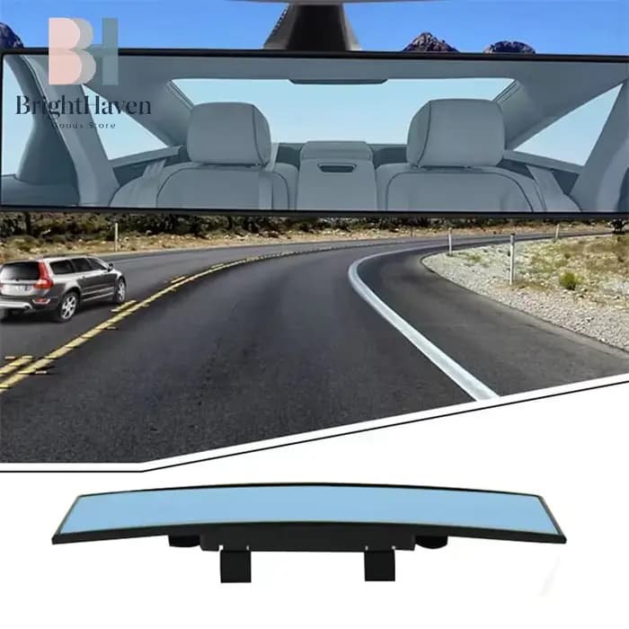 Rétroviseur intérieur convexe universel anti-éblouissement et anti-buée de 285 mm de large, à clipser, panoramique, incurvé