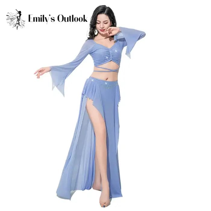 Costumes pour femmes adultes, robe de danse orientale en corne, manches longues, strass scintillants, jupe brillante, Sexy, fente latérale, carnaval fantaisie, nouveau