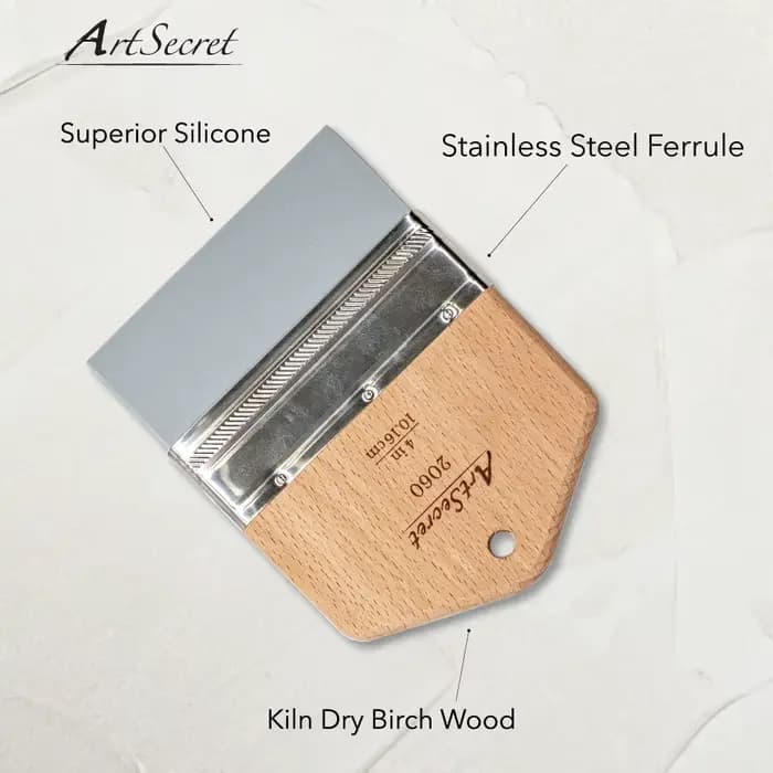 Artsecert 1-4 pièces pinceau en Silicone manche court en bois pinceaux plats flexibles pour peinture à l'huile acrylique Application lisse