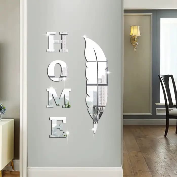 Miroir à plumes avec lettres anglaises 3D