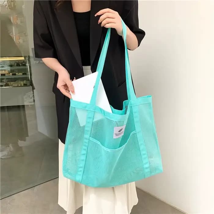 Sac à bandoulière en maille transparente pour femmes