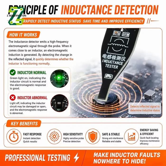 Détecteur d'inducteurs pour réparation de téléphones portables, outil de diagnostic rapide des circuits imprimés (PCB) facile à utiliser pour l'entretien des cartes mères d'ordinateurs portables