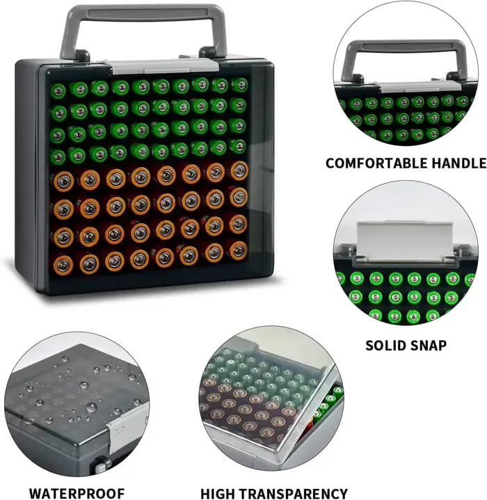 Support d'évaluation de stockage de batterie, boîtier de batterie, conteneur de garage, distributeur d'organisation domestique, peut contenir 72 AA AAA 24.com