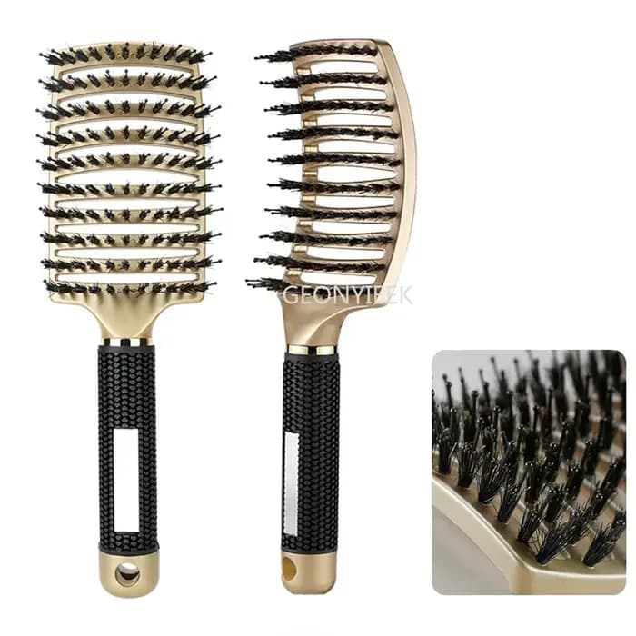 Brosse à cheveux en nylon pour femmes, massage du cuir chevelu, peigne, poils, support, poignées bouclées, angle, salon de coiffure, outils de coiffure