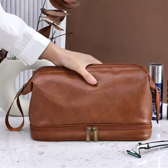 Trousse de toilette en cuir pour hommes et femmes