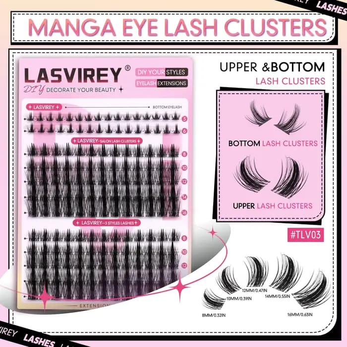 LASVIREY Kit de faux cils naturels avec cils inférieurs