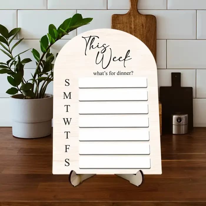 Planificateur de repas magnétique pratique pour réfrigérateur, en bois avec stylo, planche de planification des aliments, planche de préparation des repas, conte à manger