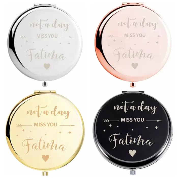 1PC Miroir argenté personnalisé avec gravure de nom