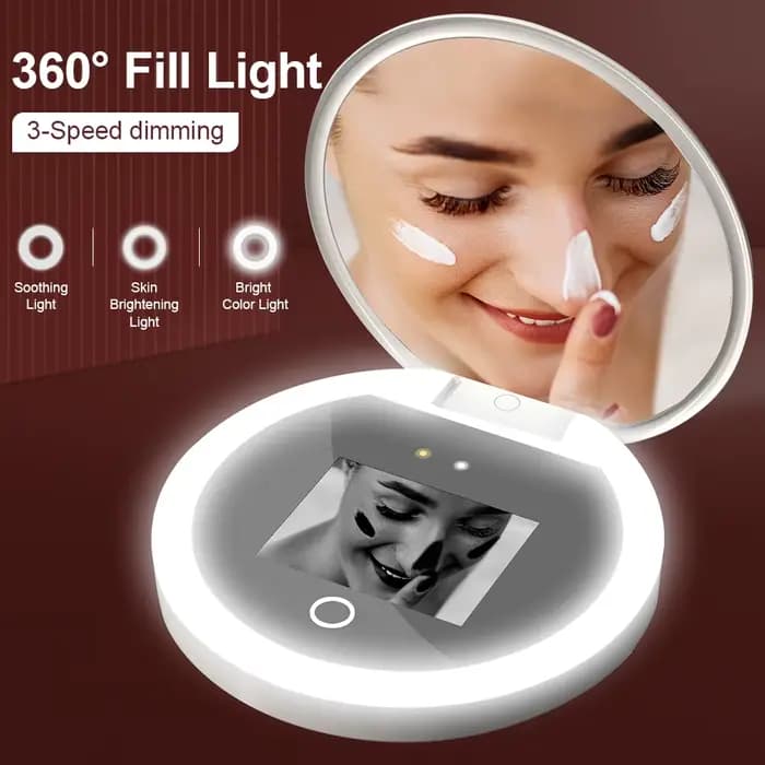 Miroir de maquillage portable intelligent avec lumière LED