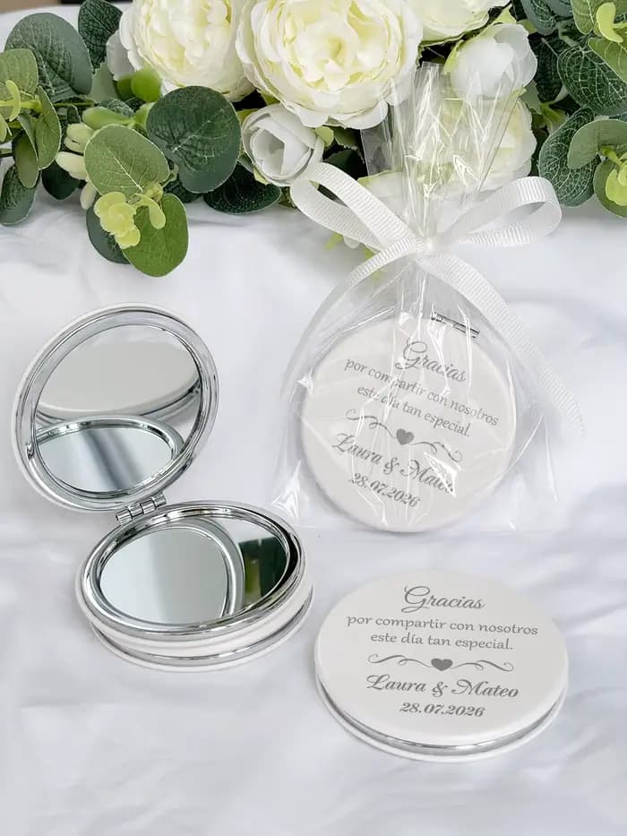 Souvenirs de mariage, miroirs de poche personnalisés