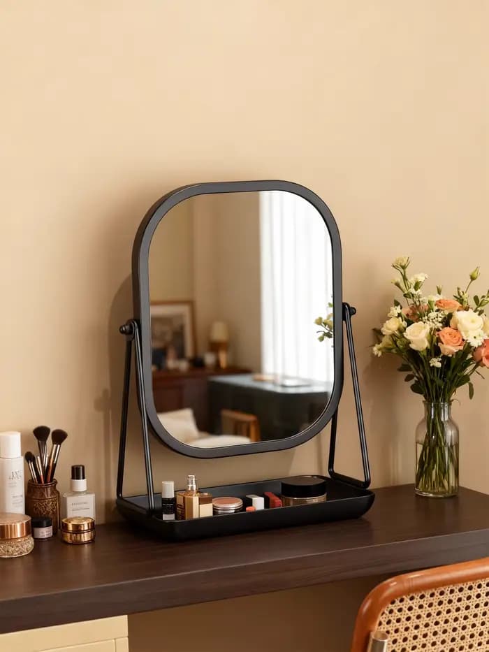 Miroir de maquillage rotatif