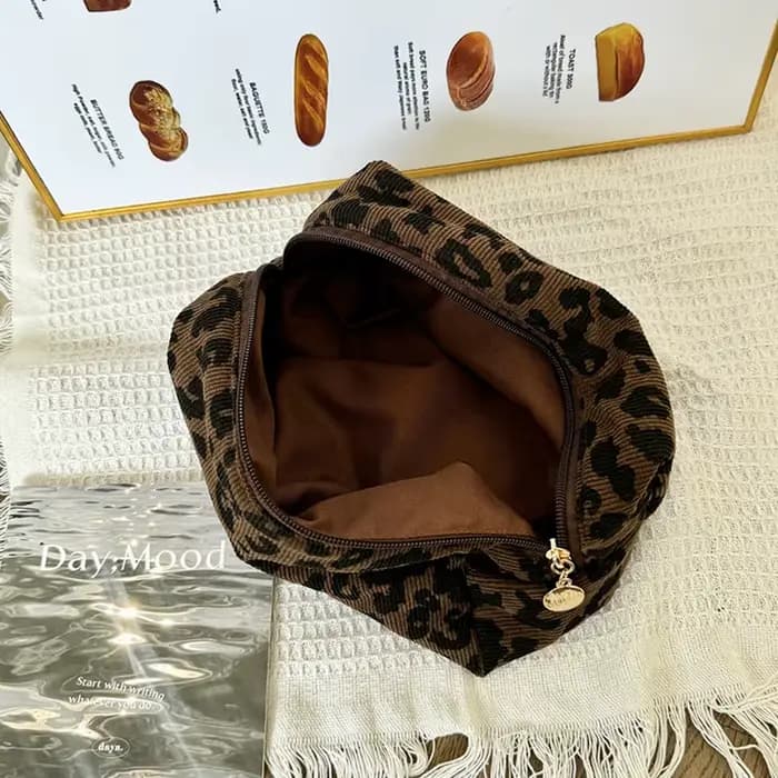 Trousse de maquillage unique à imprimé léopard • Organisateur de cosmétiques grande capacité • Pochette de rangement pour rouges à lèvres