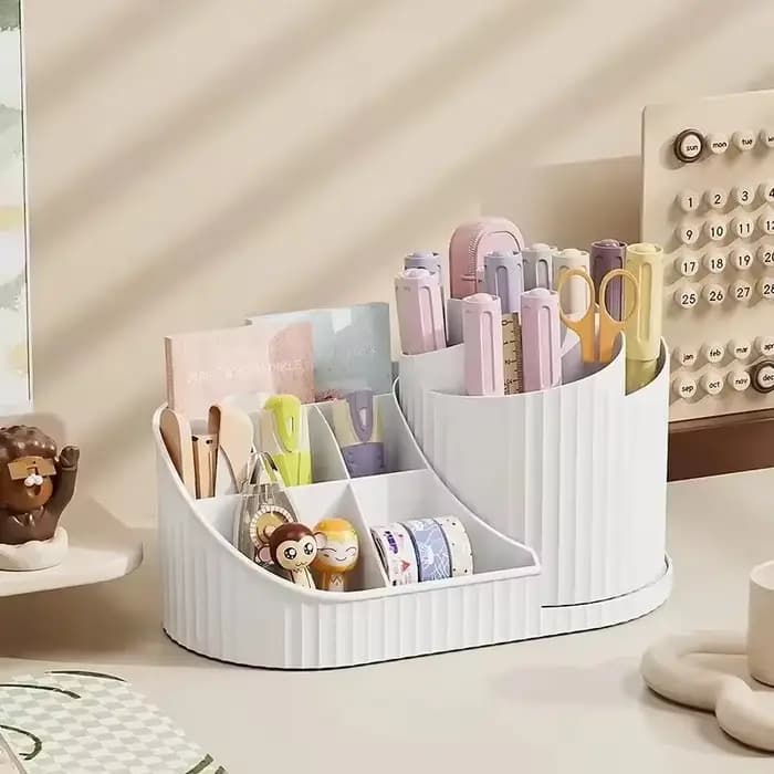 360 ° Organisateur de maquillage rotatif avec porte-brosse