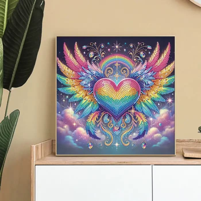 Kit de peinture artistique diamant en forme d'arc-en-ciel pour débutant adulte, Kit de points de diamant en cristal pour cadeau de décoration murale de maison