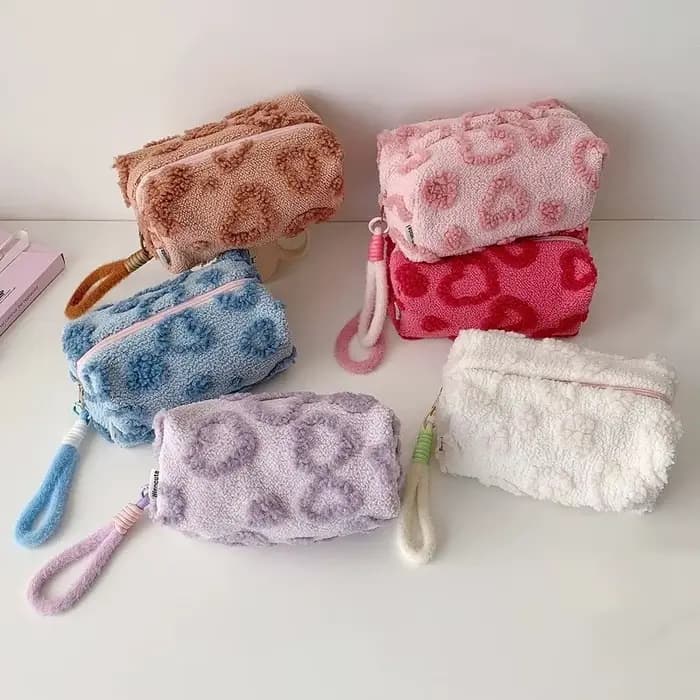 Sac à stylos sac de papeterie léopard avec lanière coeur d'amour trousse à crayons
