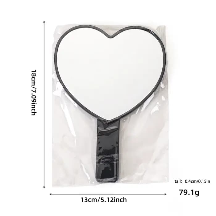 Miroir de vanité portatif en forme de coeur haute définition avec poignée