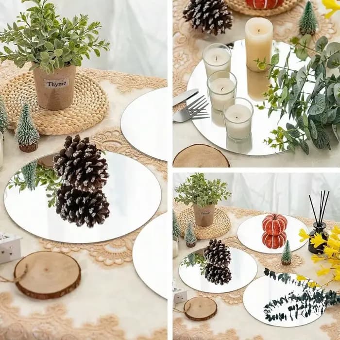 Miroirs ronds en acrylique pour centres de table, plaques de bougies circulaires pour mur, centres de Table de mariage, plateau de miroir rond, 10 pièces