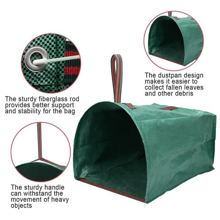 Sac de jardinage pour déchets, grands outils de cueilleur de feuilles, sacs poubelles réutilisables, collecteur de feuilles à feuilles résistantes