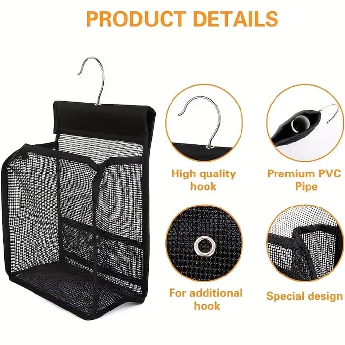 Sac de toilette suspendu en maille PVC