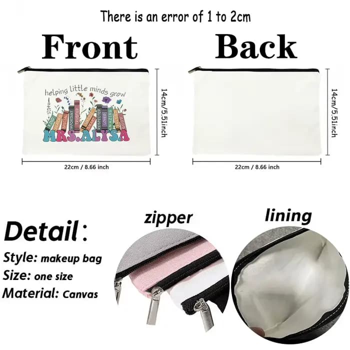 Trousse de maquillage personnalisée avec nom de l'enseignant