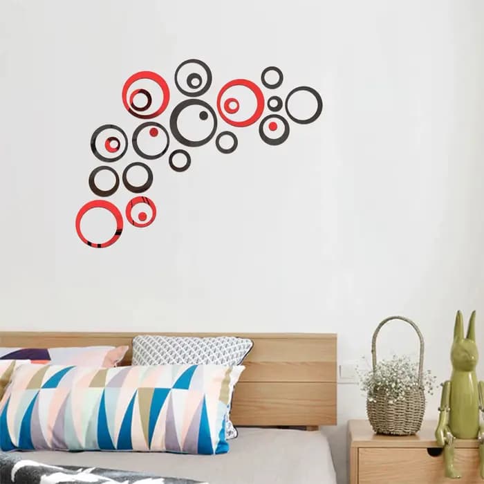 24 PCS/LOT géométrique creux cercle bricolage miroir autocollant mural 3D salon