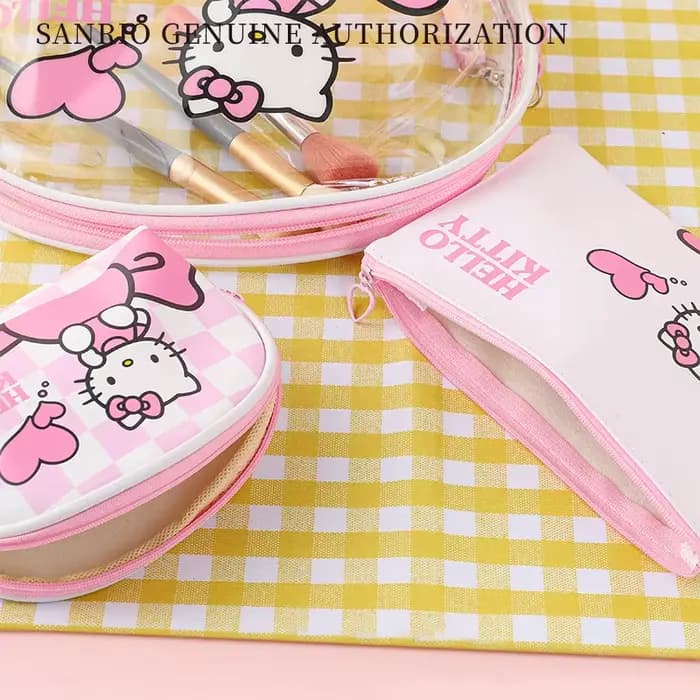 Ensemble de sacs de maquillage Kawaii Sanrio 3 en 1
