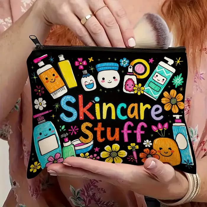 Sac de maquillage à motifs tendance - Pochette multifonctionnelle à fermeture éclair