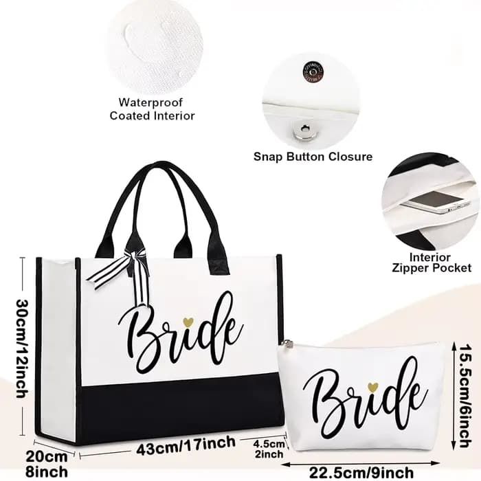 Sac fourre-tout et trousse de maquillage pour mariée