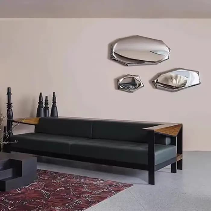 Miroir en acier inoxydable avec gouttelettes d'eau