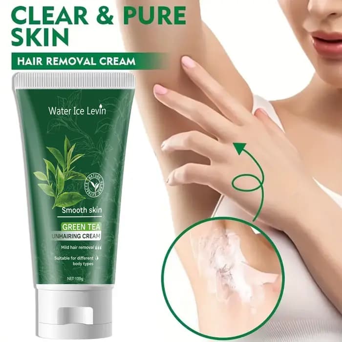 Crème Épilatoire Douceur au Thé Vert - Effet Peau Satinée - Formule Non Irritante - Pour une Sensation de Fraîcheur