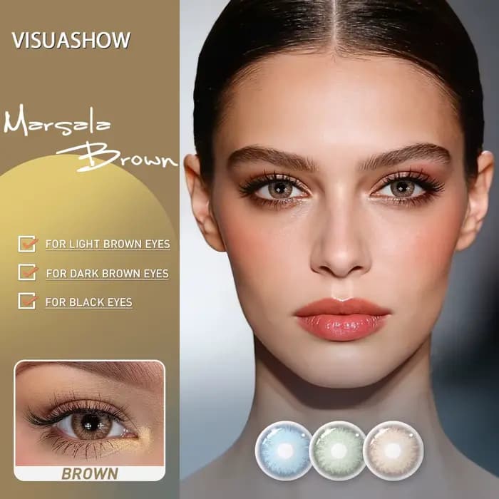 Lentilles de contact colorées vertes avec correction de la myopie