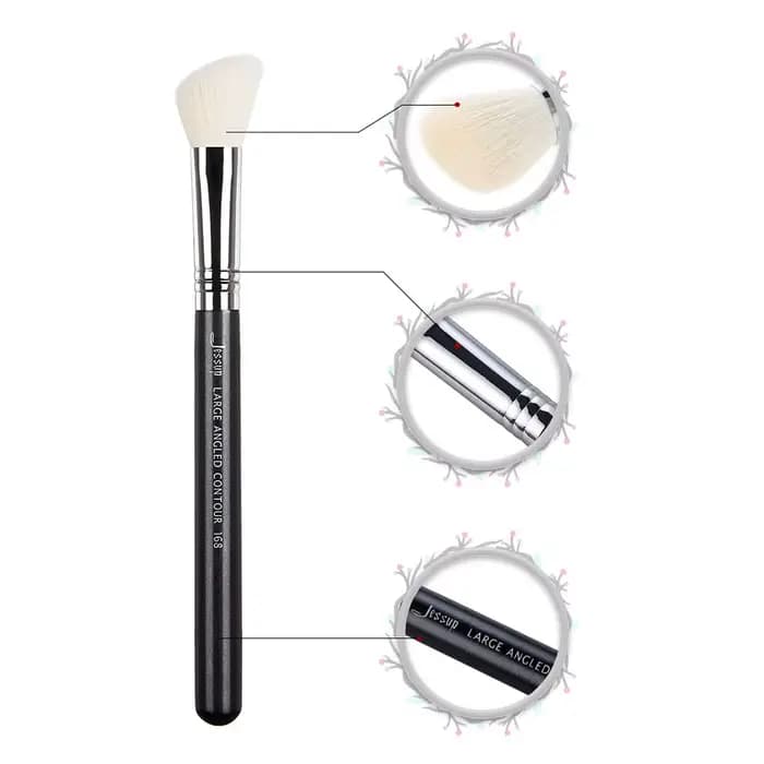 Jessup Blush Brush Maquillage de joue Outil de beauté Grand manche en bois coudé Cheveux synthétiques 168