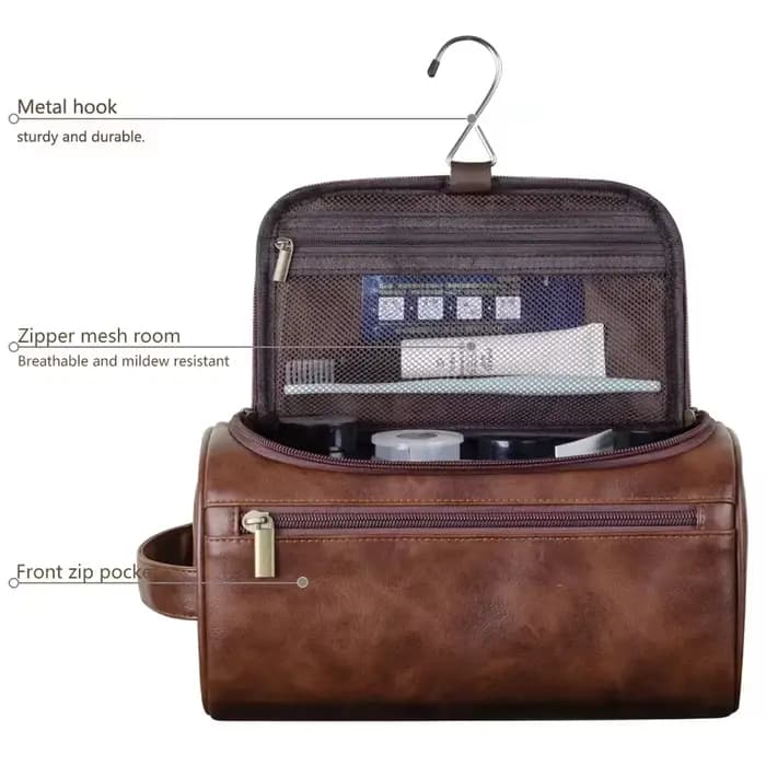Trousse de Toilette en Cuir pour Hommes et Femmes