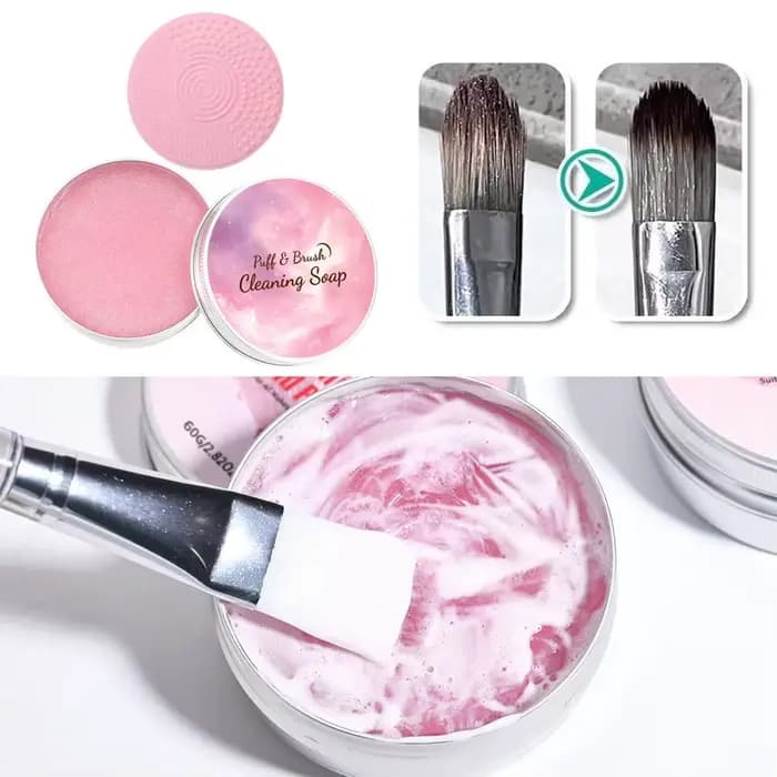 Savon nettoyant pour pinceaux de maquillage avec tapis en silicone