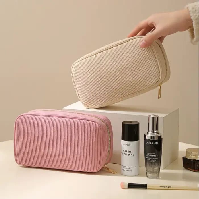 Nouvelle trousse de maquillage minimaliste en velours côtelé