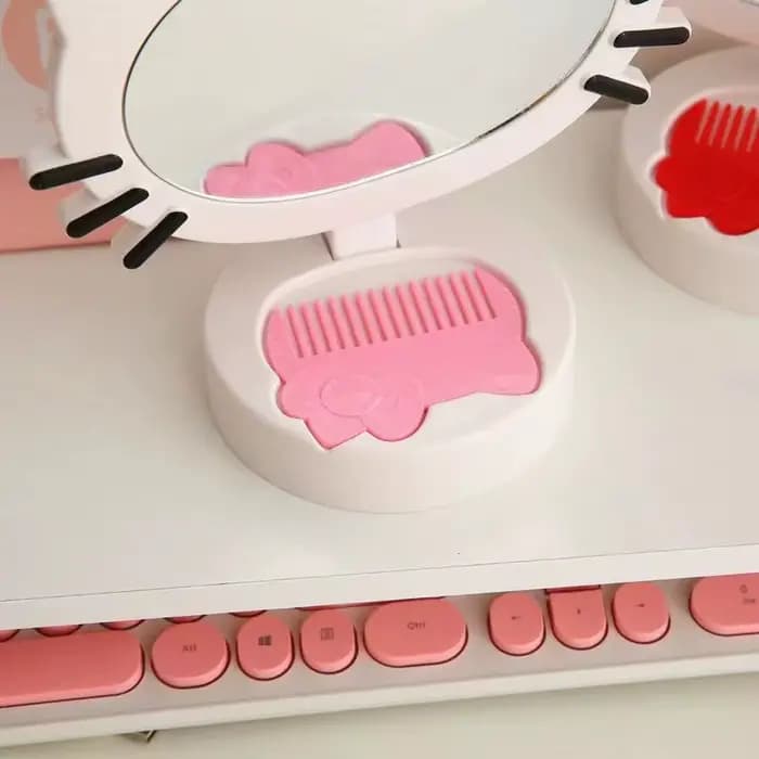 Miroir de bureau créatif Hello Kitty style avec peigne intégré pour dortoirs étudiants