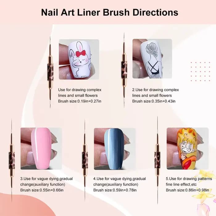 Ensemble de pinceaux à double extrémité pour la conception d'ongles
