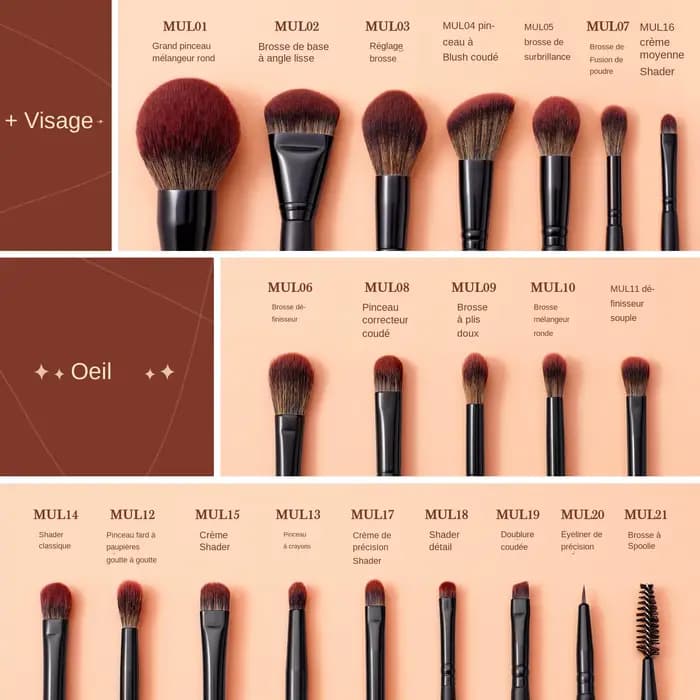 Jessup pinceaux de maquillage ensemble 3-21 pièces Premium synthétique grande poudre fond de teint correcteur fard