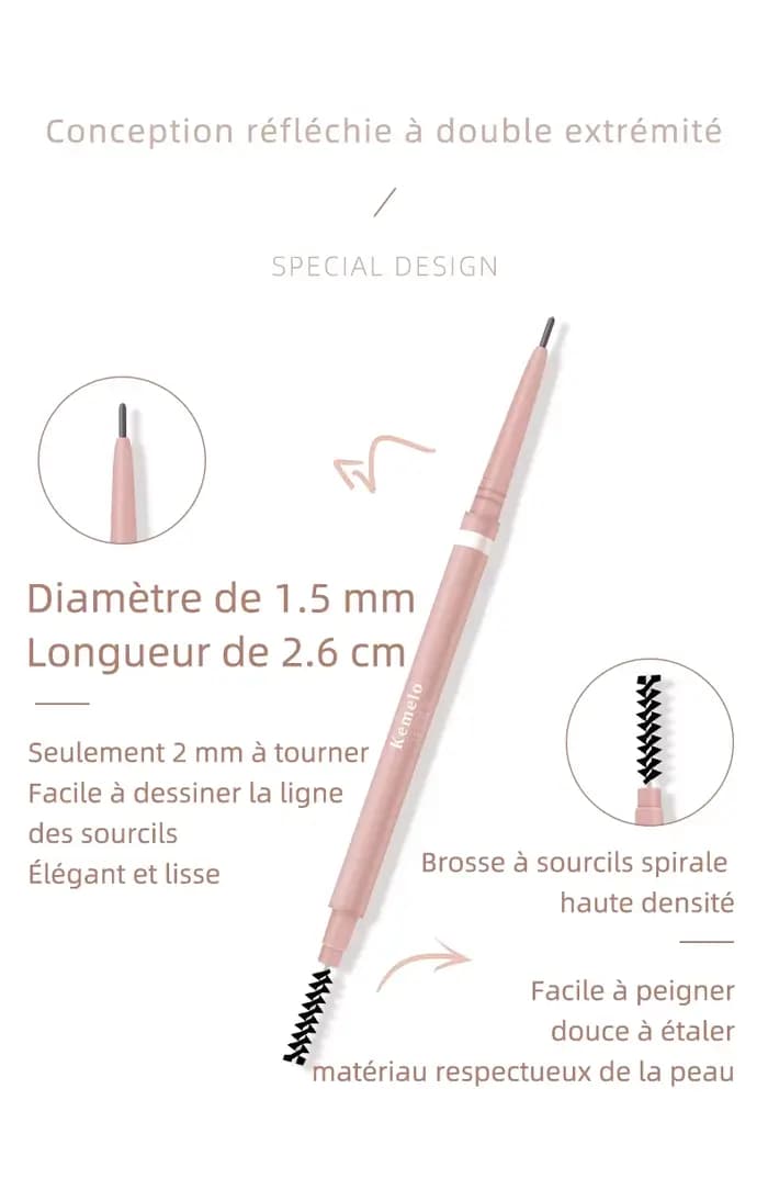 Crayon à sourcils Ultra fin à Double extrémité de 1.5mm (Kemelo) maquillage des yeux professionnel longue durée imperméable à l'eau et à l'épreuve de la sueur pour les femmes