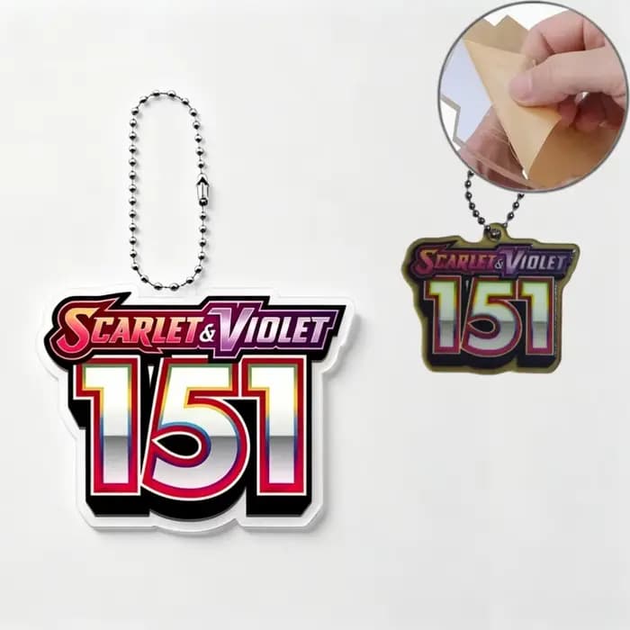 Porte-clés en acrylique de la série complète Pokémon pour les Mega Evolutions anglaises PRISMATIC ASCENDED 151, pendentif pour clés de voiture, cadeaux de collection