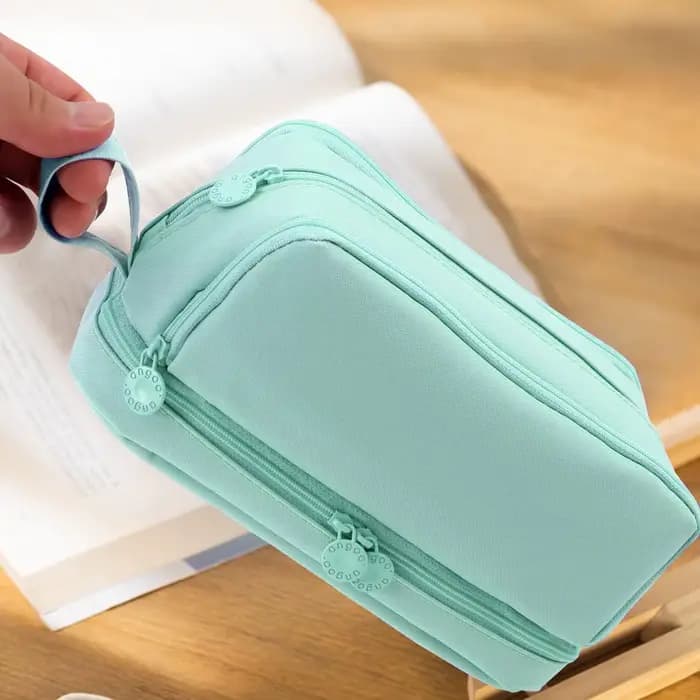 Sac à crayons noir, étui à stylos de grande capacité