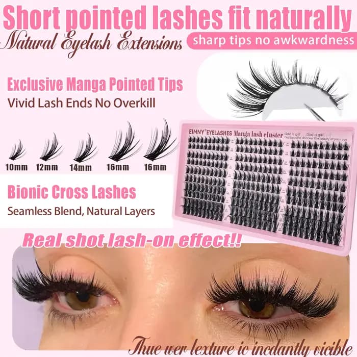 Kit de Cils en Grappes Manga Naturels 300 Pièces – Extensions
