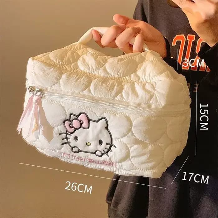 Kawaii Hello Kitty sac de rangement de maquillage grande capacité voyage organisateur de cosmétiques Portable toilette