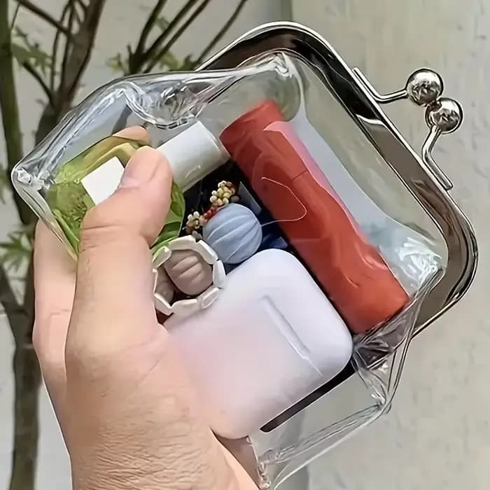 Pochette transparente en PVC avec fermoir métallique