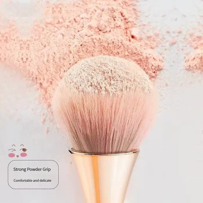 Pinceau de maquillage en forme d'éventail rose doré